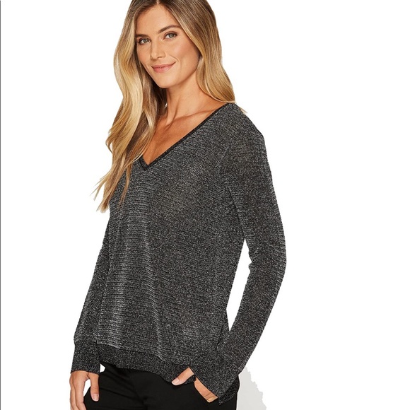 NYDJ Lurex double v neck sweater size XS - Picture 1 of 6